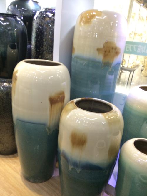 现代简约窑变陶瓷落地花瓶三件套花器客厅插花工艺品家居摆件装.