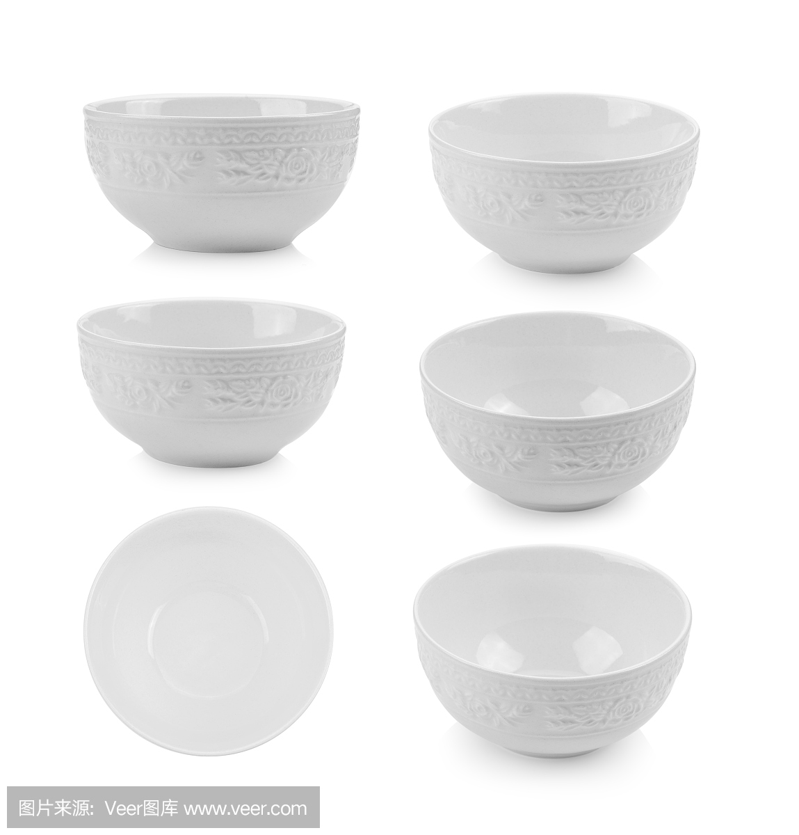白色背景上的陶瓷碗